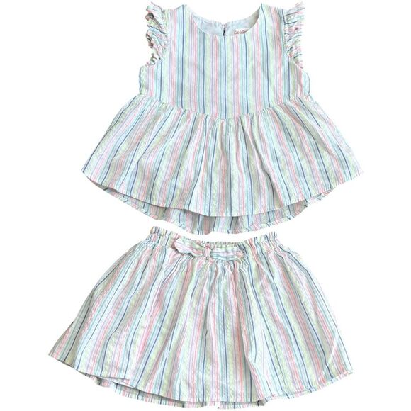 Cat & Jack Girls Kids 2 Piece Rainbow Stripe Outfit Matching Set. 5. 5T. - Picture 1 of 7